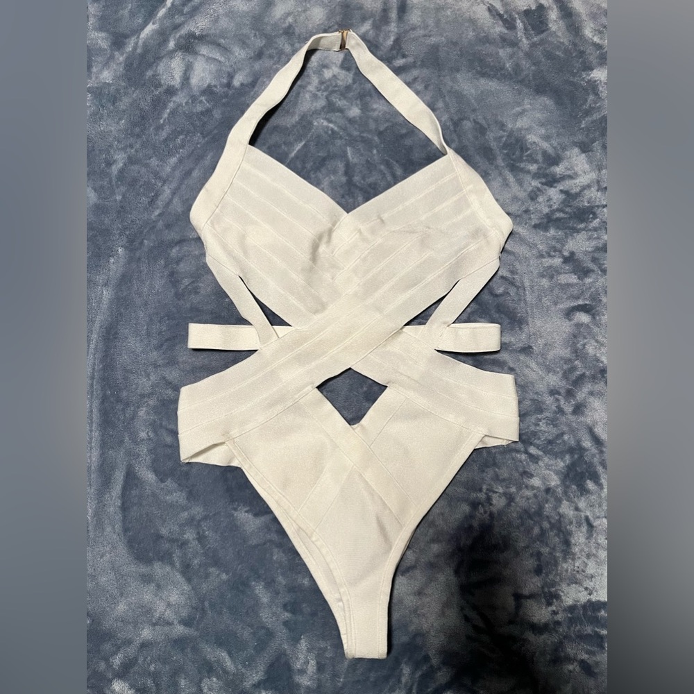 White one-piece bathing suit